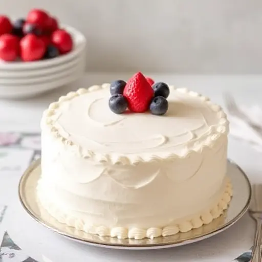 A beautifully decorated Victoria cake with layers of soft sponge, strawberry jam, and buttercream filling, dusted with icing sugar.