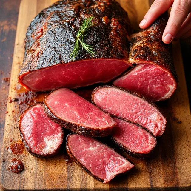 Various cuts of raw chuck roast on a butcher's board.