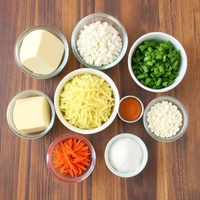 Ingredients for lasagna soup, including ground beef, pasta, tomatoes, cheese, and herbs