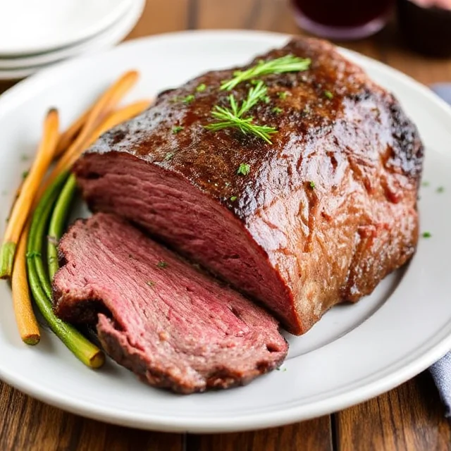 Juicy and tender chuck roast served with vegetables on a plate