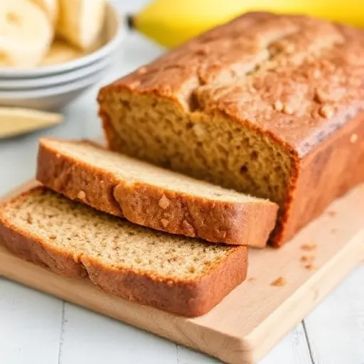 A freshly baked loaf of gluten-free banana bread, golden-brown and perfect for a healthy snack.