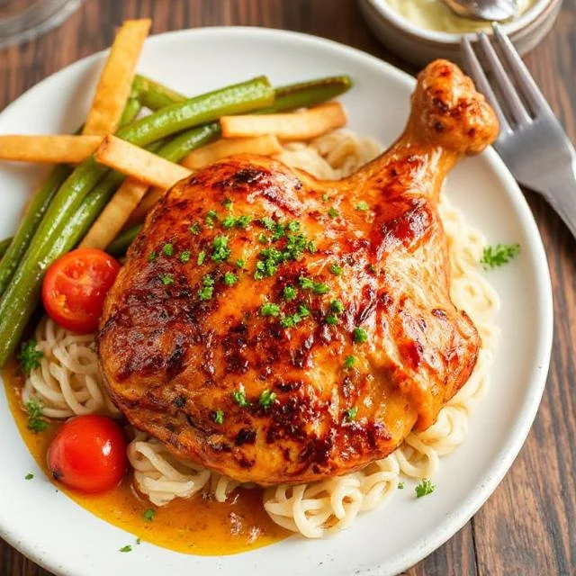 Creamy Chicken a la King served with rice or pasta