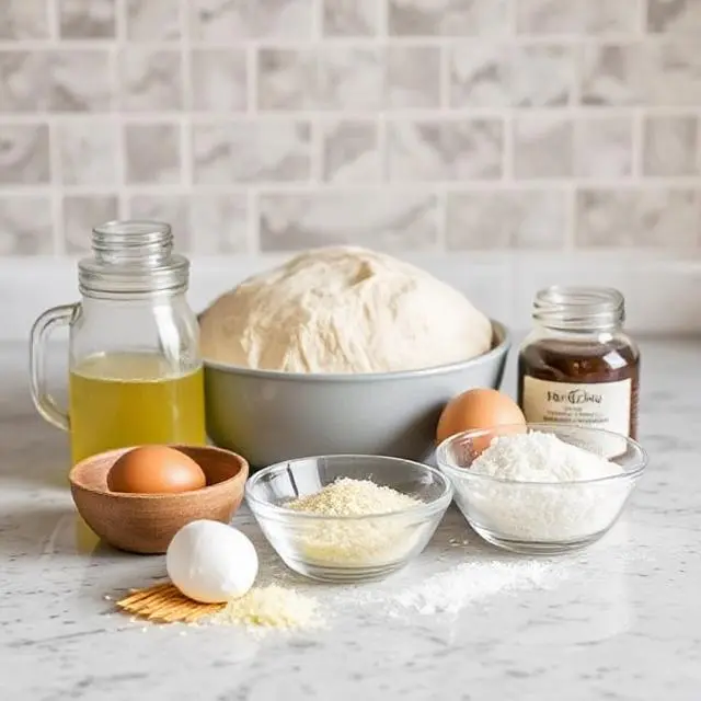 Flour, sourdough starter, and salt for making sourdough bread