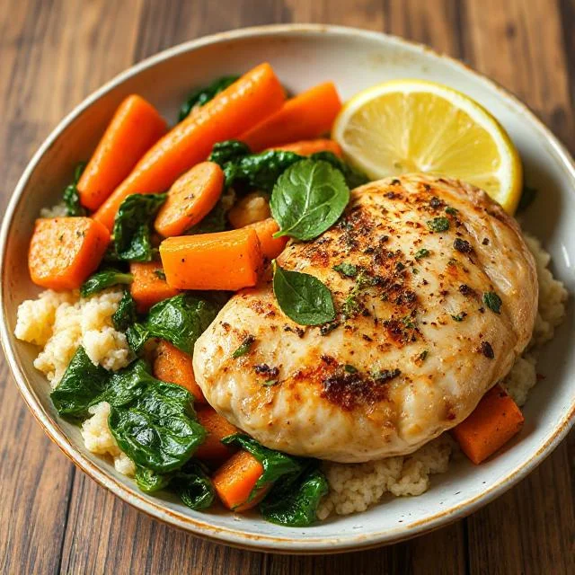 Chicken A La King with added spinach and carrots Chicken A La King with extra vegetables