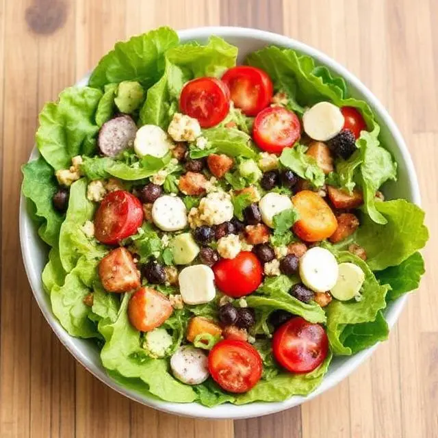 A vibrant selection of fresh salads for a healthy lunch.