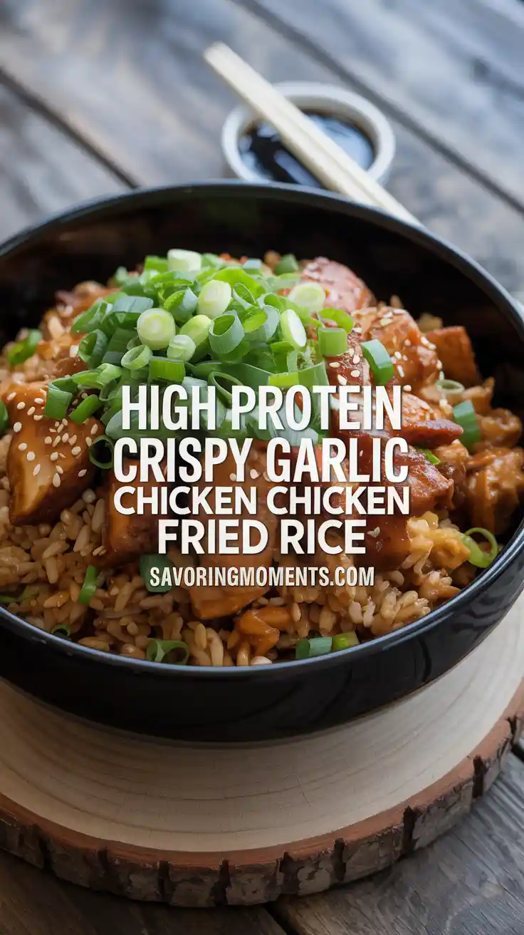 High Protein Crispy Garlic Chicken Fried Rice
